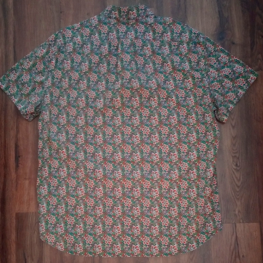 J. Crew Secret Wash Mens Classic Short Sleeve Organic Cotton Floral Shirt, XL - Picture 4 of 12